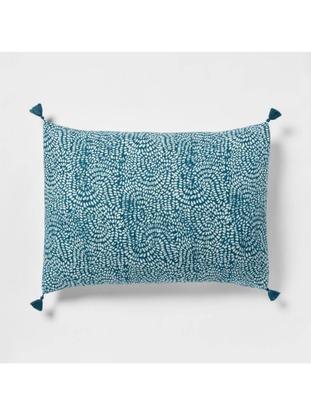 Threshold Reversible Teal Blue Matelasse Swirl King Quilt Sham Set (2) New